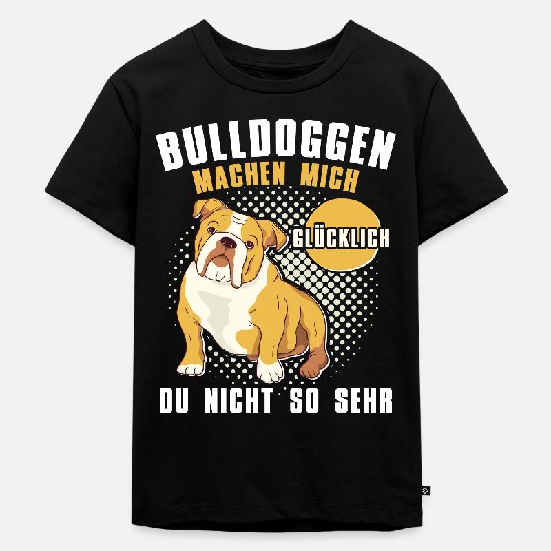 Englische Bulldoggen Machen Mich Glücklich Bully - Kinder Premium Bio T-Shirt - Schwarz
