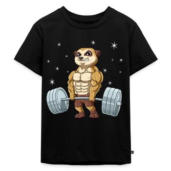 Erdmännchen Gewichtheben Fitness-Studio - Kinder Premium Bio T-Shirt - Schwarz - Vorne - Mikhail (115cm)