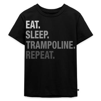 Awesome Eat Sleep Trampoline GRAPHIC SHIRT - Kinder Premium Bio T-Shirt - Schwarz - Vorne - Mikhail (115cm)