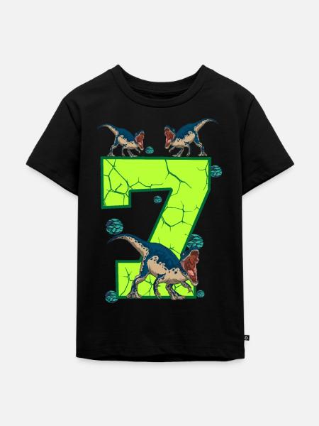 7th birthday Dino - Kids Premium Organic T-Shirt - black