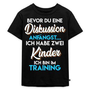 Vater 2 Kinder Papa 2 Kinder - Kinder Premium Bio T-Shirt - Schwarz - Vorne - Mikhail (115cm)