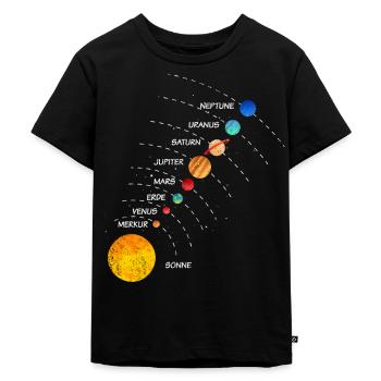 Sonnensystem Galaxie Astronomie - Kinder Premium Bio T-Shirt - Schwarz - Vorne - Mikhail (115cm)