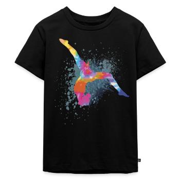 Bunt Figur Turnen Turnerin Gymnastik Geschenke - Kinder Premium Bio T-Shirt - Schwarz - Vorne - Mikhail (115cm)