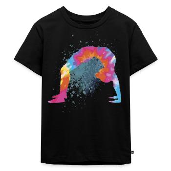 Bunt Figur Turnen Turnerin Gymnastik Geschenke - Kinder Premium Bio T-Shirt - Schwarz - Vorne - Mikhail (115cm)