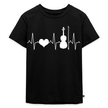 Violine Geige Herzschlag - Kinder Premium Bio T-Shirt - Schwarz - Vorne - Mikhail (115cm)