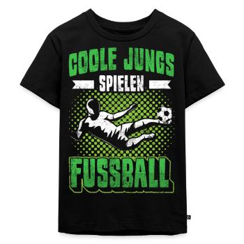 Fußball | Coole Jungs spielen Fußball - Kinder Premium Bio T-Shirt - Schwarz - Vorne - Mikhail (115cm)