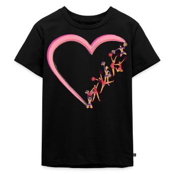 Cheer Cheerleading Heart - Kinder Premium Bio T-Shirt - Schwarz - Vorne - Mikhail (115cm)