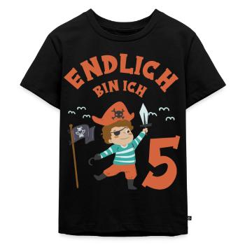 Piraten Geburtstag Endlich 5 Jahre Pirat Junge - Kinder Premium Bio T-Shirt - Schwarz - Vorne - Mikhail (115cm)