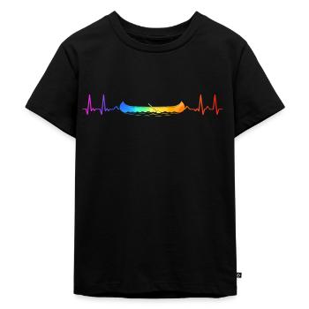 Canoe Canoeing Heartbeat Rainbow - Kids Premium Organic T-Shirt - black - Front - Mikhail (115cm)