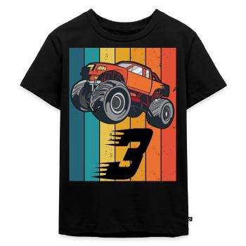 Birthday Monstertruck 3 years boy - Kids Premium Organic T-Shirt - black - Front - Mikhail (115cm)