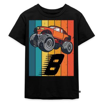 Geburtstag 8 Jahre Junge Monstertruck - Kinder Premium Bio T-Shirt - Schwarz - Vorne - Mikhail (115cm)