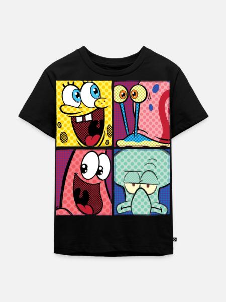 SpongeBob Schwammkopf Patrick Gary Thaddäus - Kinder Premium Bio T-Shirt - Schwarz
