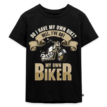 Biker Motorcyclist Chopper Motorcycle Rocker Moped - Kids Premium Organic T-Shirt - black - Front - Mikhail (115cm)