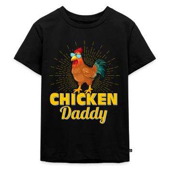 Chicken Daddy Hen Father Farming Rooster - Kids Premium Organic T-Shirt - black - Front - Mikhail (115cm)