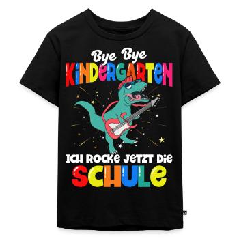 Dinosaurier Schulbeginn Schulanfänger Schulkind - Kinder Premium Bio T-Shirt - Schwarz - Vorne - Mikhail (115cm)