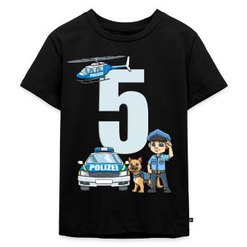 5. Geburtstag Polizei Shirt - 5 Jahre Alt Geschenk - Kinder Premium Bio T-Shirt - Schwarz - Vorne - Mikhail (115cm)