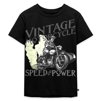 Retro sidecar motorcycle Speed & Power - T-shirt Premium bio Enfant - noir - Devant - Mikhail (115cm)