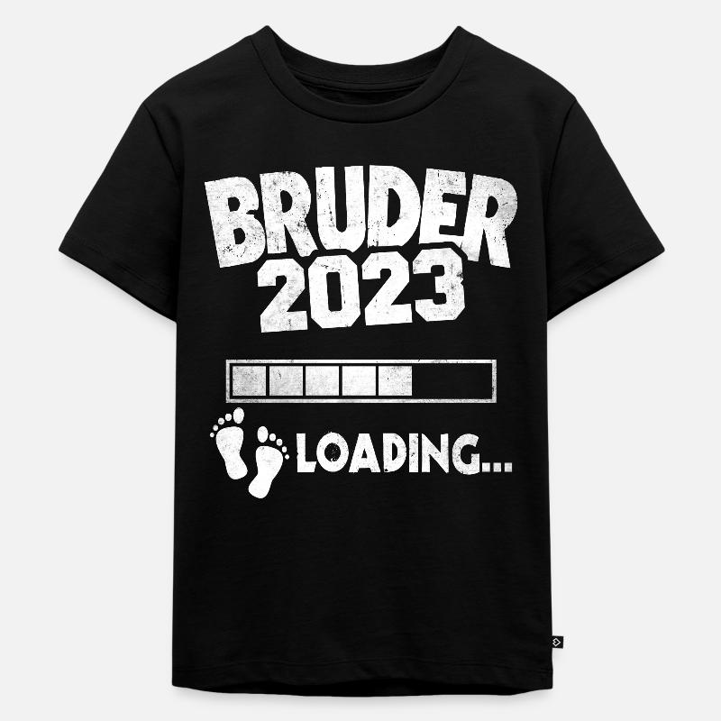 Brother-to-be 2023 Loading Offspring - Kids Premium Organic T-Shirt - black