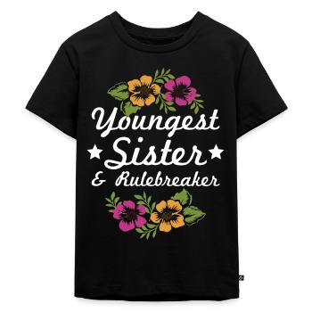 Youngest Sister & Rulebreaker Design für die - Kinder Premium Bio T-Shirt - Schwarz - Vorne - Mikhail (115cm)