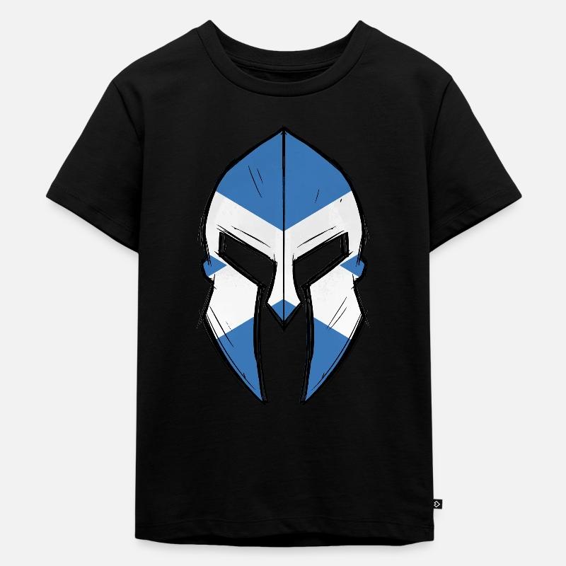 Drapeau écossais dans le casque du guerrier spartiate - T-shirt Premium bio Enfant - noir