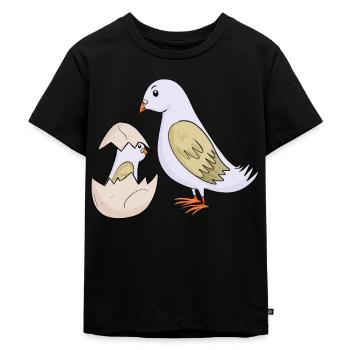 Taube mit Baby Taube - Kinder Premium Bio T-Shirt - Schwarz - Vorne - Mikhail (115cm)