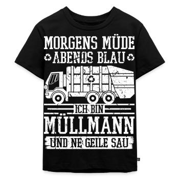 Müllmann Abfalltechniker Müllabfuhr - Kinder Premium Bio T-Shirt - Schwarz - Vorne - Mikhail (115cm)