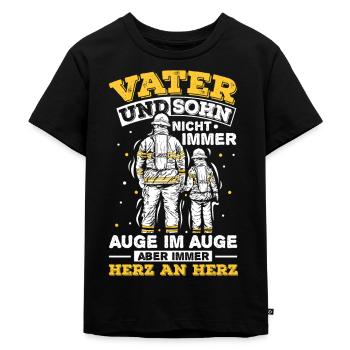 Feuerwehr Vater Sohn Partnerlook - Kinder Premium Bio T-Shirt - Schwarz - Vorne - Mikhail (115cm)