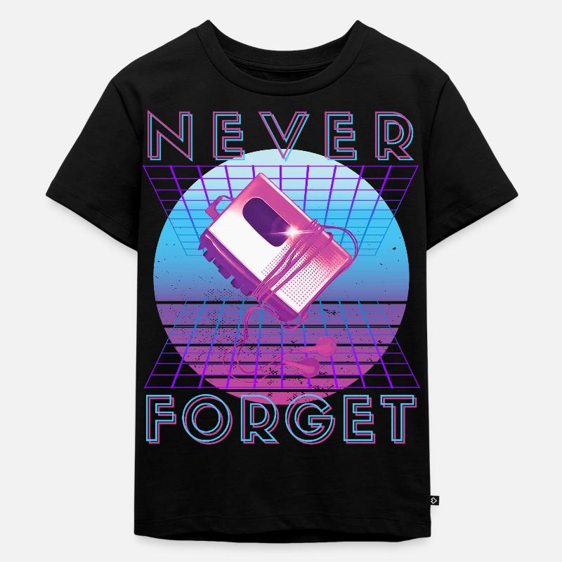 Never Forget Retro 80er 90er Nostalgie - Kinder Premium Bio T-Shirt - Schwarz