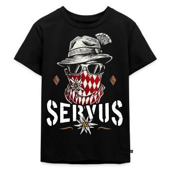 Servus Trachten T-Shirt Herren Trachtenshirt - Kinder Premium Bio T-Shirt - Schwarz - Vorne - Mikhail (115cm)