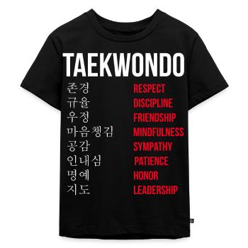 TKD Korean Martial Arts Tae Kwon - Kinder Premium Bio T-Shirt - Schwarz - Vorne - Mikhail (115cm)