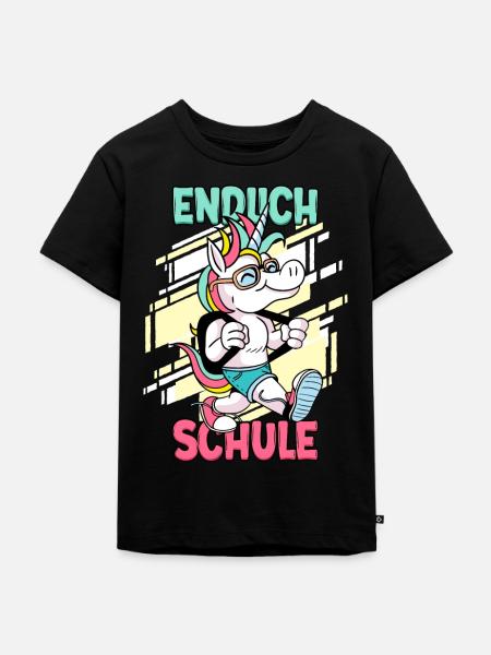 Endlich Schule 1. Klasse Schulkind - Kinder Premium Bio T-Shirt - Schwarz