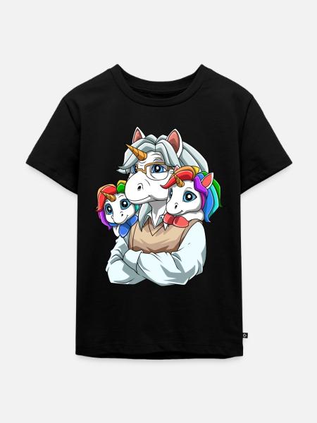 Enkelkinder und Großvater Einhörner - Kinder Premium Bio T-Shirt - Schwarz