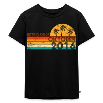 Retro since Oktober 2016 - Geburtstag im Oktober - Kinder Premium Bio T-Shirt - Schwarz - Vorne - Mikhail (115cm)