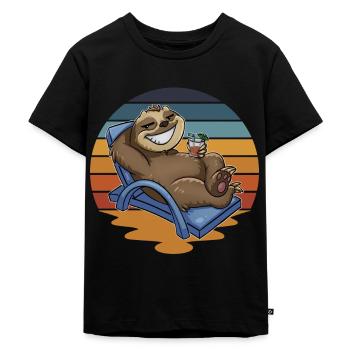 Faultier Urlauber Urlaub - Kinder Premium Bio T-Shirt - Schwarz - Vorne - Mikhail (115cm)