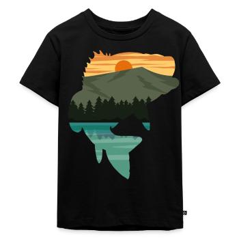 Amoureux de la pêche Nature Paysage Bass Pêcheur - T-shirt Premium bio Enfant - noir - Devant - Mikhail (115cm)