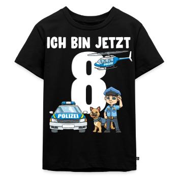 8 Geburtstag Polizei Shirt - 8 Jahre Alt Geschenk - Kinder Premium Bio T-Shirt - Schwarz - Vorne - Mikhail (115cm)