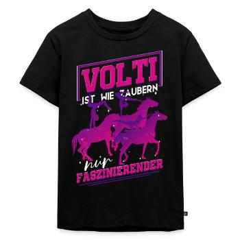 Mädchen Voltigieren Volti - Kinder Premium Bio T-Shirt - Schwarz - Vorne - Mikhail (115cm)