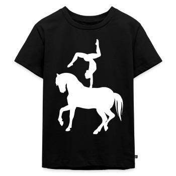 Mädchen Voltigieren Volti - Kinder Premium Bio T-Shirt - Schwarz - Vorne - Mikhail (115cm)