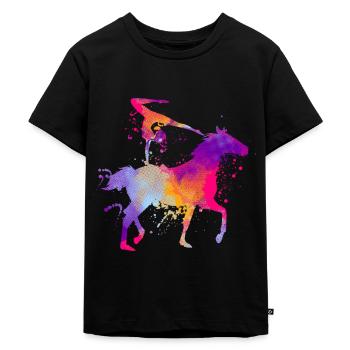 Mädchen Voltigieren Volti - Kinder Premium Bio T-Shirt - Schwarz - Vorne - Mikhail (115cm)