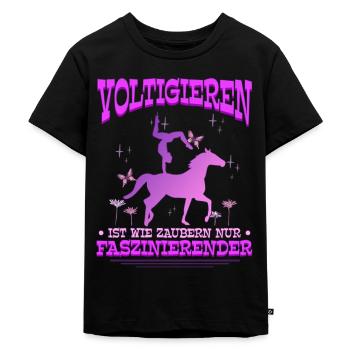 Mädchen Voltigieren Volti - Kinder Premium Bio T-Shirt - Schwarz - Vorne - Mikhail (115cm)