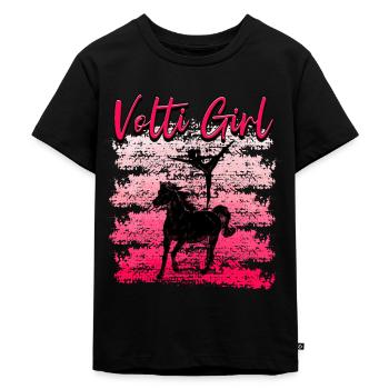 Mädchen Voltigieren Volti - Kinder Premium Bio T-Shirt - Schwarz - Vorne - Mikhail (115cm)
