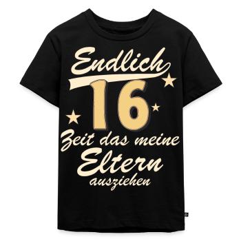 GEBURTSTAG ENDLICH 16 - Kinder Premium Bio T-Shirt - Schwarz - Vorne - Mikhail (115cm)