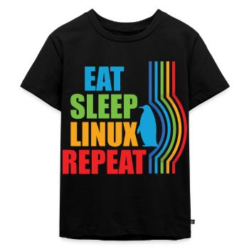 Eat Sleep Linux Repeat Retro Penguin Nerd Geek - Kids Premium Organic T-Shirt - black - Front - Mikhail (115cm)