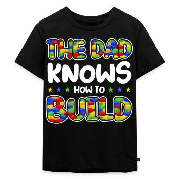 Papa Klemmbaustein Baustein - Kinder Premium Bio T-Shirt - Schwarz - Vorne - Mikhail (115cm)