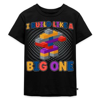 Bauen Klemmbaustein Baustein - Kinder Premium Bio T-Shirt - Schwarz - Vorne - Mikhail (115cm)