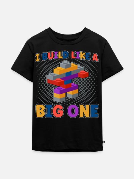 Bauen Klemmbaustein Baustein - Kinder Premium Bio T-Shirt - Schwarz