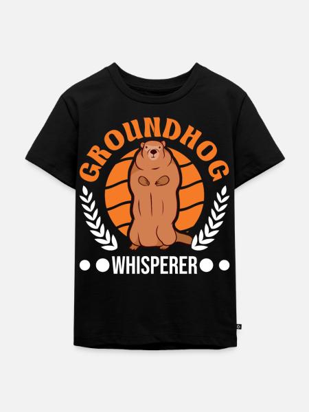 Murmeltier Flüsterer Groundhog Whisperer - Kinder Premium Bio T-Shirt - Schwarz