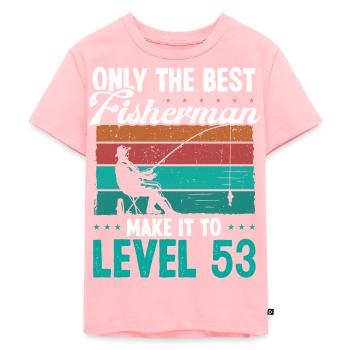 53 Fishing Level 53 Year Old Angler Fisherman - Kids Premium Organic T-Shirt - rose - Front - AI Model Kid Female (0cm)