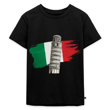 Italien schiefer Turm von Pisa - Kinder Premium Bio T-Shirt - Schwarz - Vorne - Mikhail (115cm)
