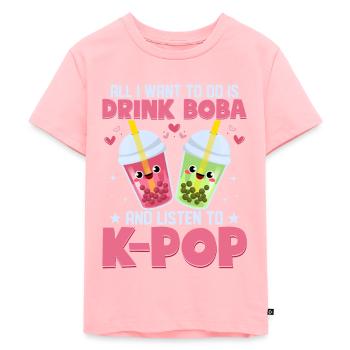 All I Want To Do Is Drink Boba & Listen to K-POP - Kids Premium Organic T-Shirt - rose - Front - AI Model Kid Female (0cm)